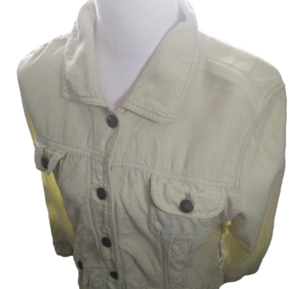 J Jill Light Lime Green Linen Jacket Size Large - Picture 3 of 9